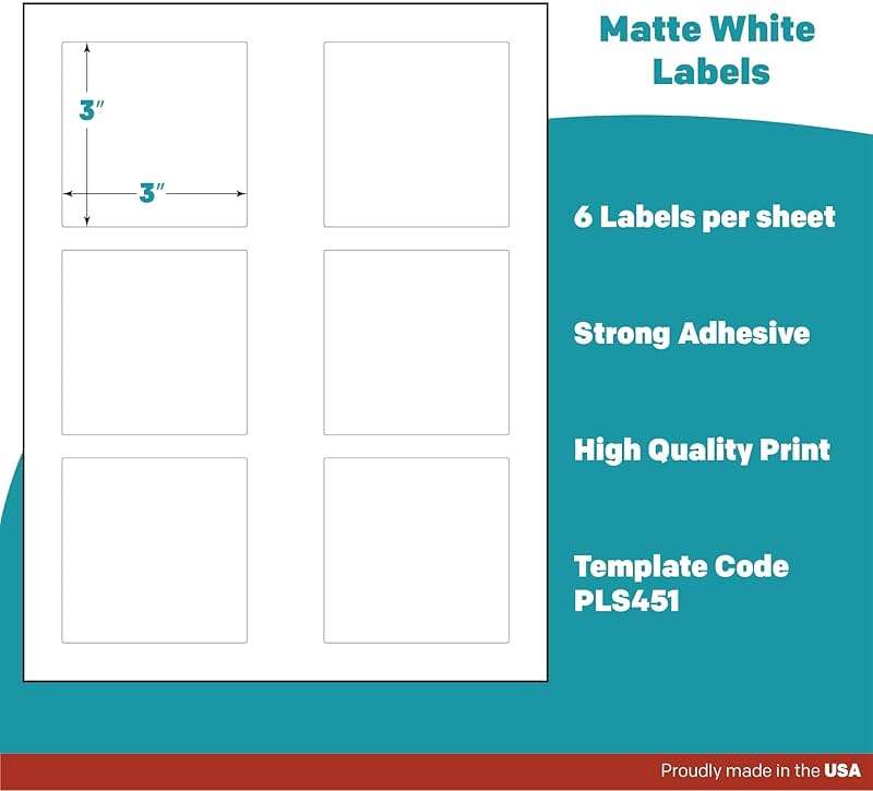 Premium Label Supply White Sticker Square Labels – 3" x 3" – Laser/Inkjet Compatible – (6 per Sheet), 100 Sheets – 600 Total Adhesive Labels - Image 5