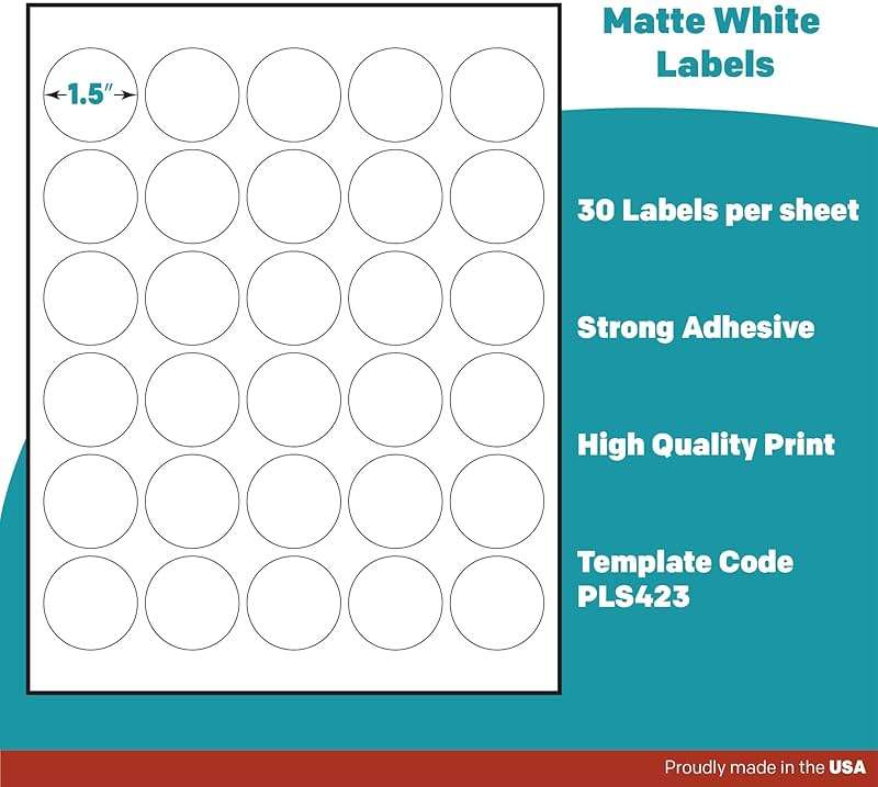 Premium Label Supply White Sticker Round Labels – 1.5" Circle – Laser/Inkjet Compatible – (30 per Sheet), 25 Sheets – 750 Total Adhesive Labels - Image 4