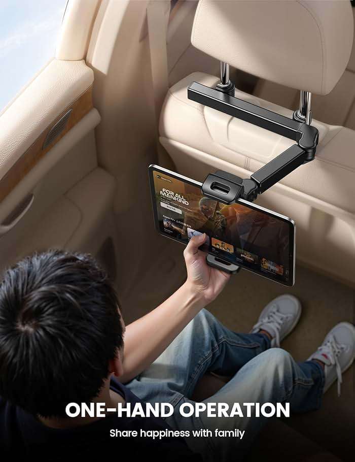 Lamicall Car Headrest Tablet Holder - [3 in 1 Extension Arm] Adjustable Tablet Car Mount for Back Seat, Gifts Road Trip Essentials for Kids, for 4.7-11" Devices, iPad Pro Air Mini, Galaxy, Fire HD - Image 4
