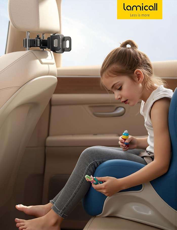 Lamicall Car Headrest Tablet Holder - [3 in 1 Extension Arm] Adjustable Tablet Car Mount for Back Seat, Gifts Road Trip Essentials for Kids, for 4.7-11" Devices, iPad Pro Air Mini, Galaxy, Fire HD - Image 7