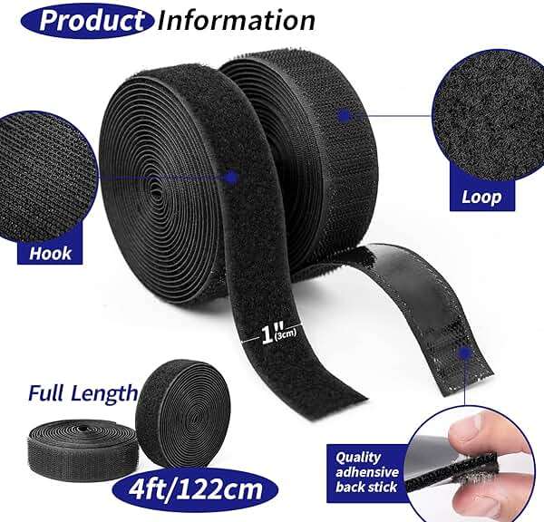 Art3d 4ft x 1 in. Hook and Loop Rolls Sticky Back, Double-Sided Command Adhesive Strip Heavy Duty - Image 2