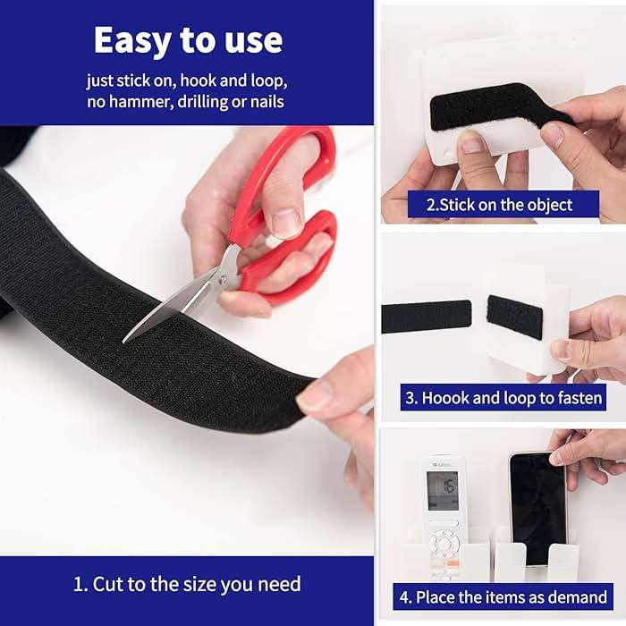 Art3d 4ft x 1 in. Hook and Loop Rolls Sticky Back, Double-Sided Command Adhesive Strip Heavy Duty - Image 4