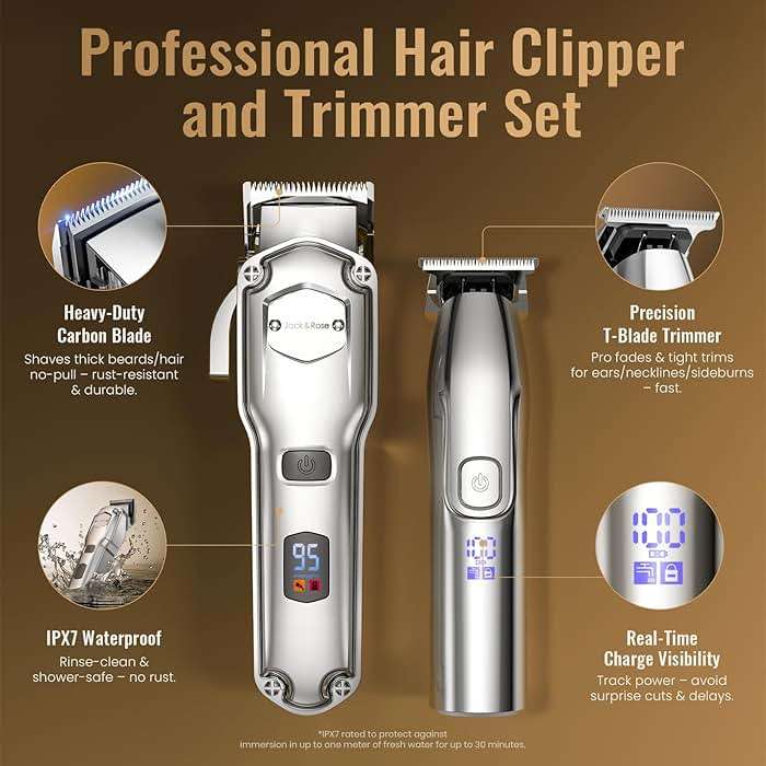 Jack & Rose Clippers and Trimmers Set, Cordless Hair Clippers for Men, Barber Clippers Set - Image 9