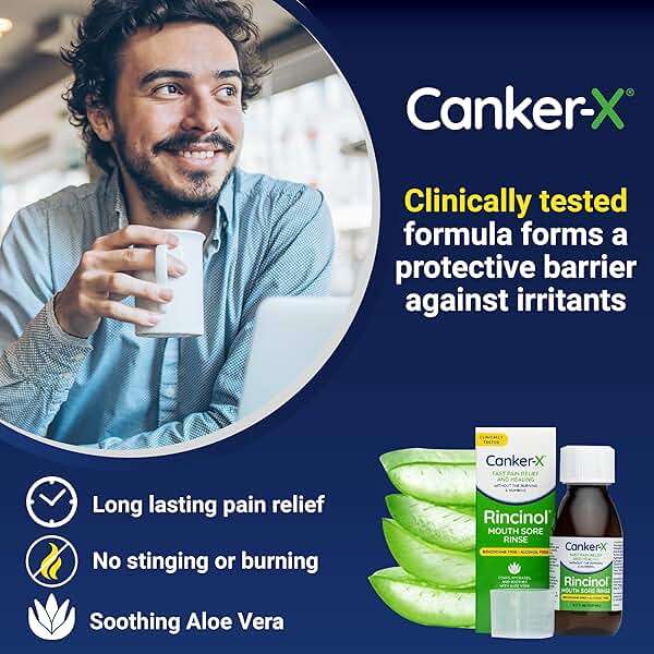 Canker-X Rincinol Oral Rinse Mouthwash, Quick Pain Relief from Canker Sores, Mouth Burns & More, Benzocaine Free & Alcohol Free Mouthwash, Adults & Kids 6+ Years, 4.0 Fl. Oz. - Image 3