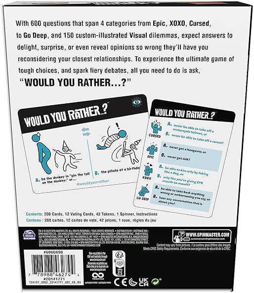 Spin Master Games, Would You Rather? Funny Party Card Game for College, Friendsgiving, Birthdays, & More, for Teens & Adults, 3-6 Players, for Ages 14 & Up - Image 7