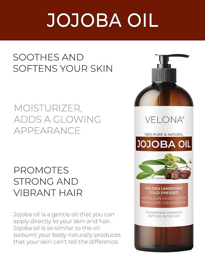 velona Jojoba Oil - 8 Fl Oz (With Pump) | 100% Pure and Natural | Golden, Unrefined, Cold Pressed, Hexane Free | Moisturizing Face, Hair, Body, Skin Care - Image 2