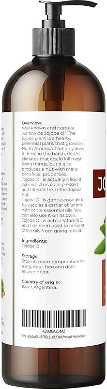 velona Jojoba Oil - 8 Fl Oz (With Pump) | 100% Pure and Natural | Golden, Unrefined, Cold Pressed, Hexane Free | Moisturizing Face, Hair, Body, Skin Care - Image 5