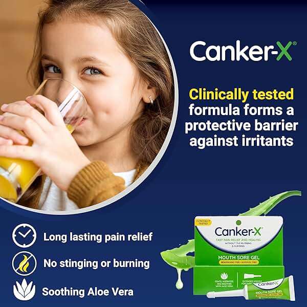 Canker-X Mouth Sore Gel, Fast Pain Relief & Healing for Canker Sores, Cheek Bites and Oral Abrasions, Oral Pain Relief Gel, Benzocaine-Free and Alcohol-Free, Adults and Kids 6+ Years, 0.28 fl oz - Image 3