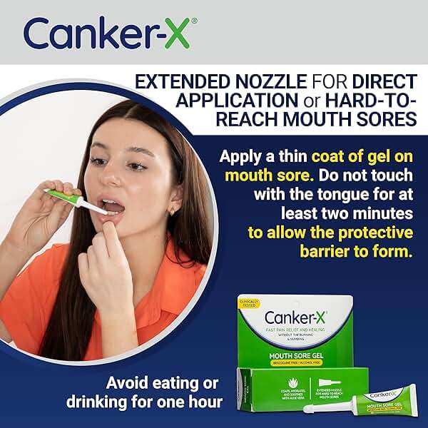Canker-X Mouth Sore Gel, Fast Pain Relief & Healing for Canker Sores, Cheek Bites and Oral Abrasions, Oral Pain Relief Gel, Benzocaine-Free and Alcohol-Free, Adults and Kids 6+ Years, 0.28 fl oz - Image 5