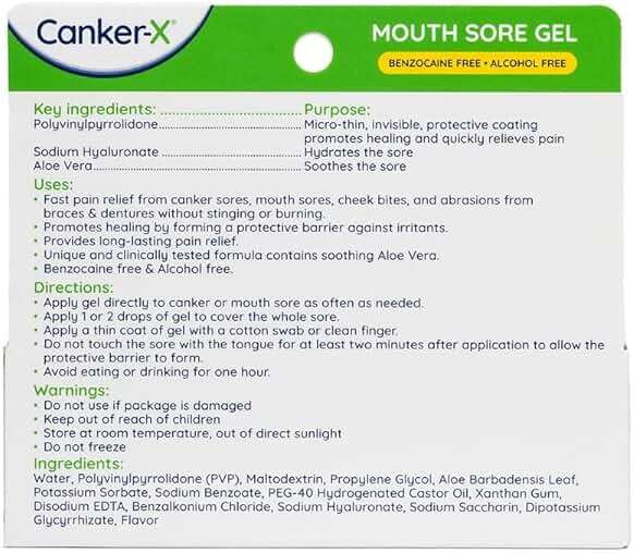 Canker-X Mouth Sore Gel, Fast Pain Relief & Healing for Canker Sores, Cheek Bites and Oral Abrasions, Oral Pain Relief Gel, Benzocaine-Free and Alcohol-Free, Adults and Kids 6+ Years, 0.28 fl oz - Image 8
