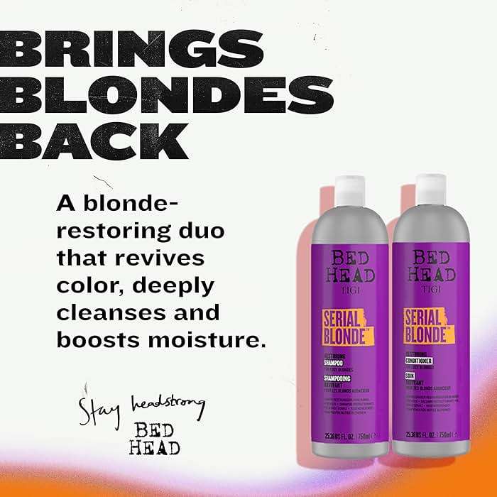 TIGI Bed Head Serial Blonde Restoring Shampoo & Conditioner Set for Damaged Blonde Hair, Hydrolyzed Keratin, 25.36 fl oz, 2 Pack - Image 3