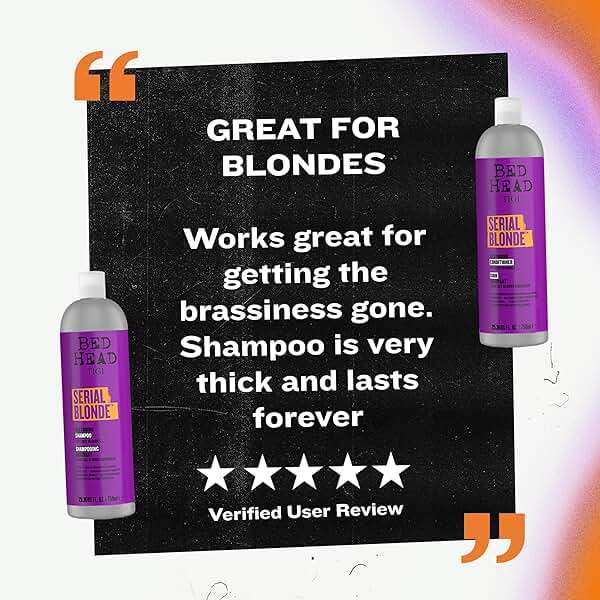 TIGI Bed Head Serial Blonde Restoring Shampoo & Conditioner Set for Damaged Blonde Hair, Hydrolyzed Keratin, 25.36 fl oz, 2 Pack - Image 8