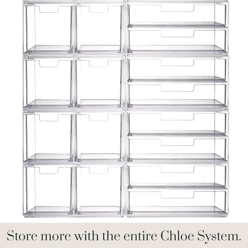 STORi Stackable Desk Drawer Organizer, Clear Pen Pencil Makeup Brush Holder for Desktops and Vanities, 4 Wide Drawers (Made in USA) - Image 8