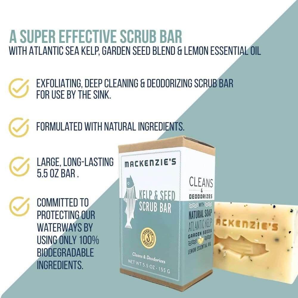 MACKENZIE'S Kelp & Seed Scrub Bar - Gifts for Men - Gifts for Women - Gifts for Cooks - Gifts for Gardeners - Exfoliating - Moisturizing - Hand Soap - 5.5 oz - Image 2