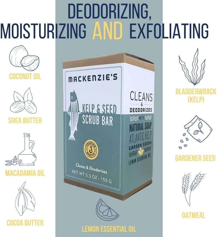 MACKENZIE'S Kelp & Seed Scrub Bar - Gifts for Men - Gifts for Women - Gifts for Cooks - Gifts for Gardeners - Exfoliating - Moisturizing - Hand Soap - 5.5 oz - Image 3
