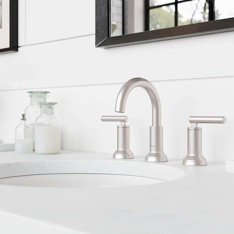 Pfister Capistrano Widespread Bathroom Sink Faucet 2 Handle 3 Hole Brushed Nickel Vanity Faucet with Push & Seal Drain TiteSeal Mount NSF Certified Bath Fixture LF049CSOGS - Image 3
