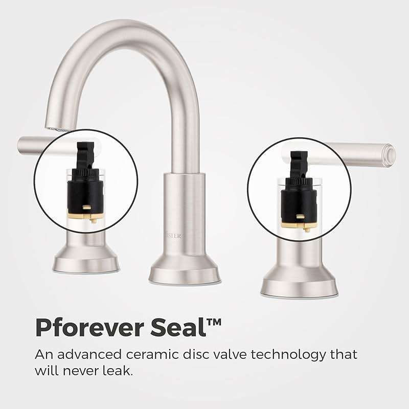 Pfister Capistrano Widespread Bathroom Sink Faucet 2 Handle 3 Hole Brushed Nickel Vanity Faucet with Push & Seal Drain TiteSeal Mount NSF Certified Bath Fixture LF049CSOGS - Image 8