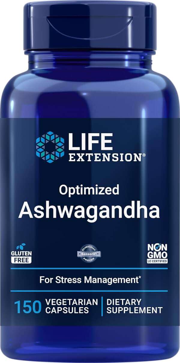 Life Extension Optimized Ashwagandha, 150 Veg Caps - Non-GMO, Gluten Free, Vegetarian Capsules - Image 1