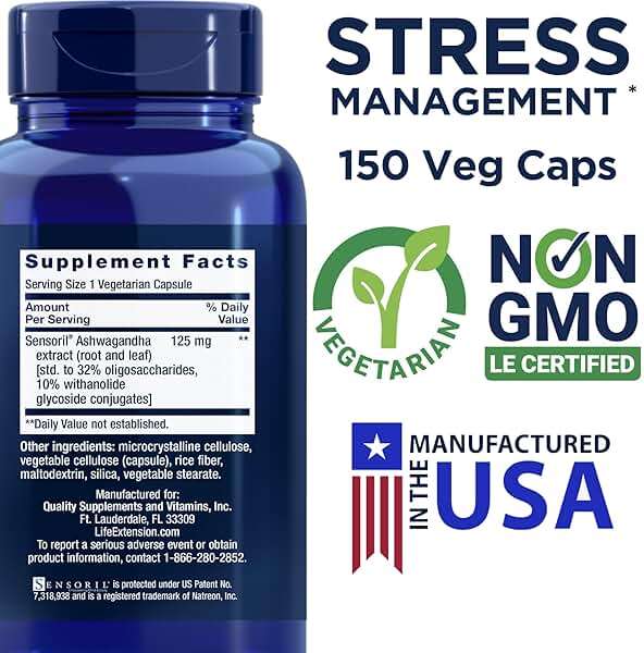 Life Extension Optimized Ashwagandha, 150 Veg Caps - Non-GMO, Gluten Free, Vegetarian Capsules - Image 2