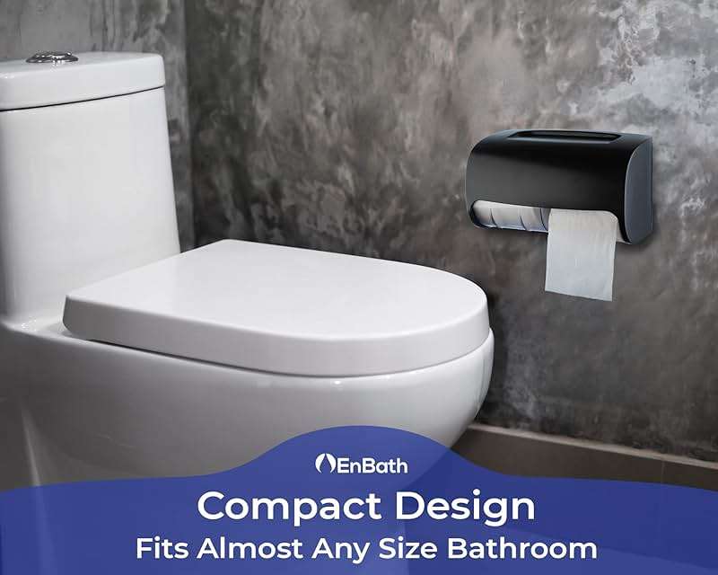 Commercial Toilet Paper Dispenser Wall Mount, Double (2 Roll) Locking Toilet Paper Holder (Black), Compact Two Roll, Side by Side Design Tissue Paper Dispenser (Dispensador de Papel Higienico Doble) - Image 8