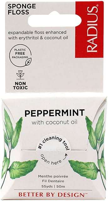 Radius Dental Floss, Sponge Floss, Peppermint, 55 Yards, Vegan & Non-Toxic Oral Care Designed to Help Fight Plaque, Pack of 3 - Image 2