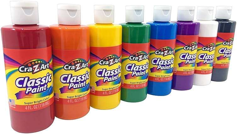 Cra-Z-Art Washable Classic Paint Bulk Pack 8ct, Assorted Colors 4oz each bottle - Image 1
