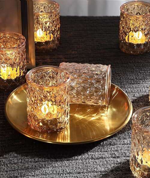 36 Pcs Gold Votive Candle Holders, Tealight Candle Holder Glass for Table Centerpieces, Gold Candle Holders for Wedding Decor, Bridal Shower & Home Parties Supplies Decor - Image 1