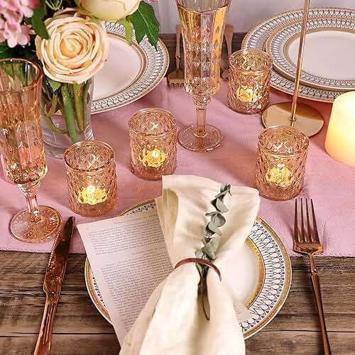 36 Pcs Gold Votive Candle Holders, Tealight Candle Holder Glass for Table Centerpieces, Gold Candle Holders for Wedding Decor, Bridal Shower & Home Parties Supplies Decor - Image 2