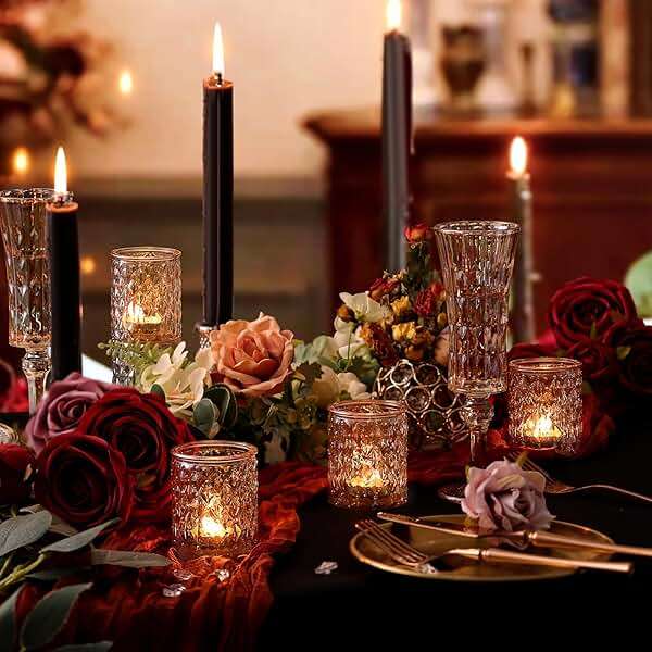 36 Pcs Gold Votive Candle Holders, Tealight Candle Holder Glass for Table Centerpieces, Gold Candle Holders for Wedding Decor, Bridal Shower & Home Parties Supplies Decor - Image 4