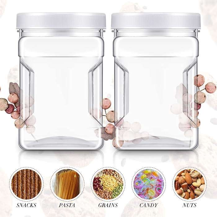Gerrii 12 Pcs 27 Oz Plastic Storage Jars with Lids, Clear Wide Mouth Square Plastic mason Containers, Paint Storage Containers with Easy Grip Handles, Reusable Wide Mouth Canisters - Image 5