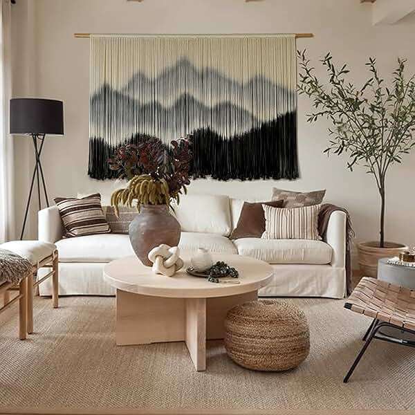 IOWER Macrame Wall Hanging Mountain Dip-Dyed Macrame Wall Decor Large Modern Fiber Art Boho Wall Decor 57" Wx35 L - Image 3