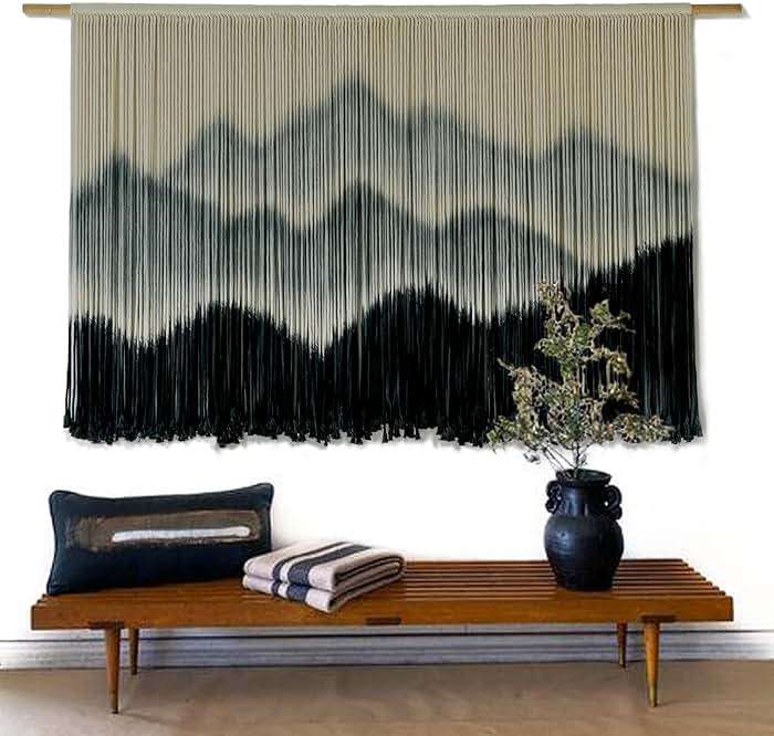 IOWER Macrame Wall Hanging Mountain Dip-Dyed Macrame Wall Decor Large Modern Fiber Art Boho Wall Decor 57" Wx35 L - Image 4