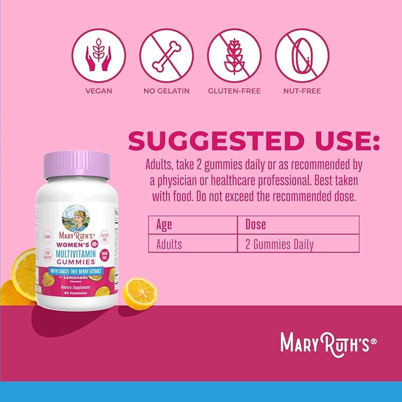 MaryRuth's Multivitamin for Women 40+ | Sugar Free | Vegan Womens Vitamins | Immune Support | Daily Women's Multivitamin + Chasteberry | Hair, Skin and Nail Gummy Vitamins for Women | 60 Count - Image 3