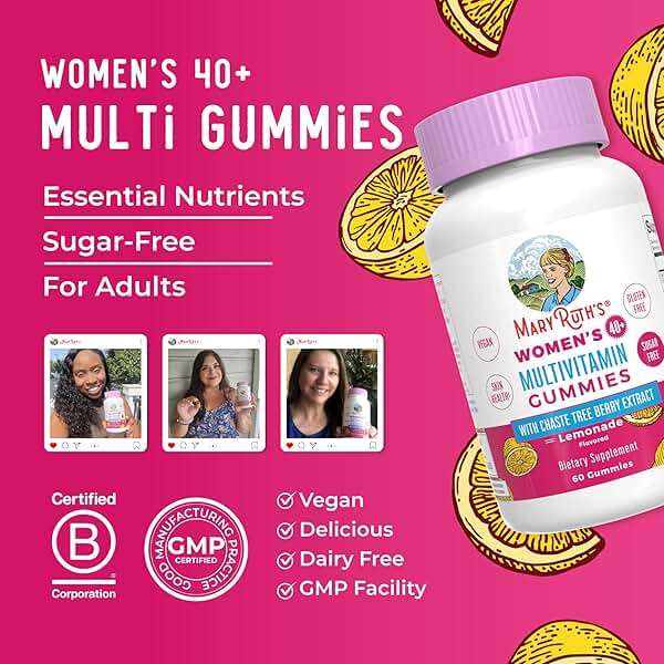 MaryRuth's Multivitamin for Women 40+ | Sugar Free | Vegan Womens Vitamins | Immune Support | Daily Women's Multivitamin + Chasteberry | Hair, Skin and Nail Gummy Vitamins for Women | 60 Count - Image 9