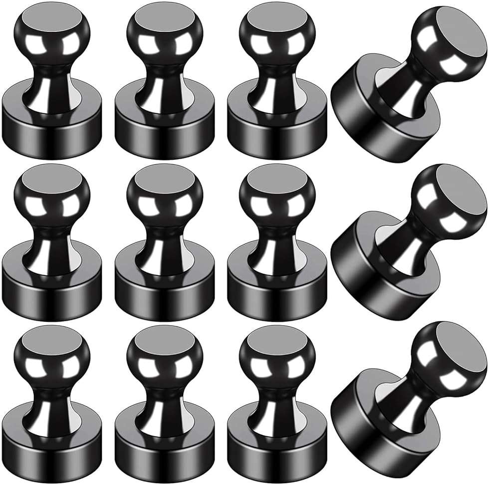 LOVIMAG Fridge Magnets 12Pcs Refrigerator Whiteboard Small Strong Magnet Classroom Kitchen Accessories Decorative Locker Set Decor Must Haves Office Calendar Refrigerador Magnetic Cute Crafts Black - Image 1