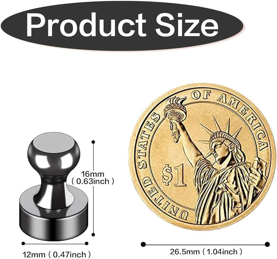 LOVIMAG Fridge Magnets 12Pcs Refrigerator Whiteboard Small Strong Magnet Classroom Kitchen Accessories Decorative Locker Set Decor Must Haves Office Calendar Refrigerador Magnetic Cute Crafts Black - Image 2