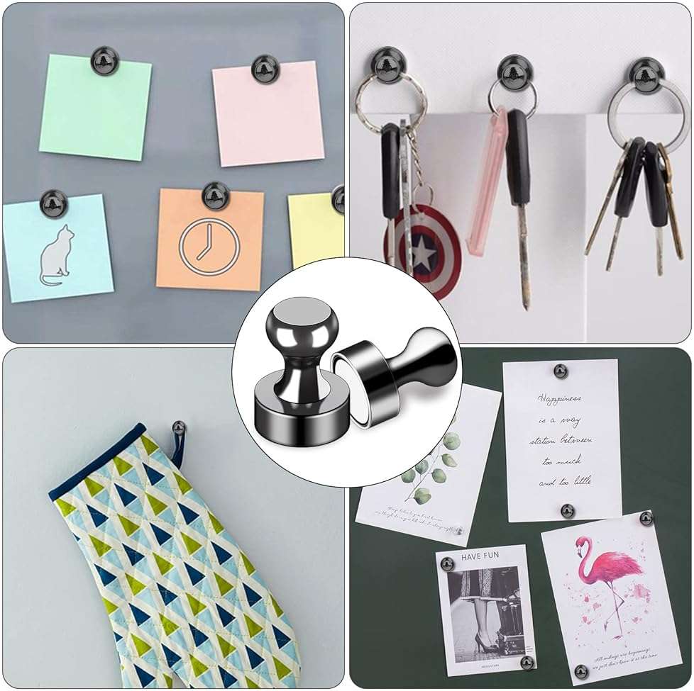 LOVIMAG Fridge Magnets 12Pcs Refrigerator Whiteboard Small Strong Magnet Classroom Kitchen Accessories Decorative Locker Set Decor Must Haves Office Calendar Refrigerador Magnetic Cute Crafts Black - Image 6