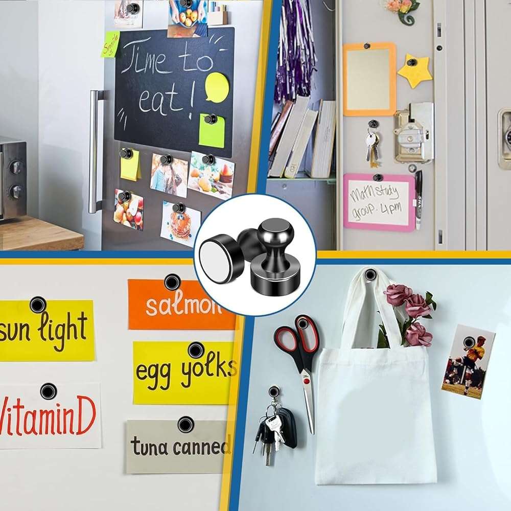 LOVIMAG Fridge Magnets 12Pcs Refrigerator Whiteboard Small Strong Magnet Classroom Kitchen Accessories Decorative Locker Set Decor Must Haves Office Calendar Refrigerador Magnetic Cute Crafts Black - Image 7