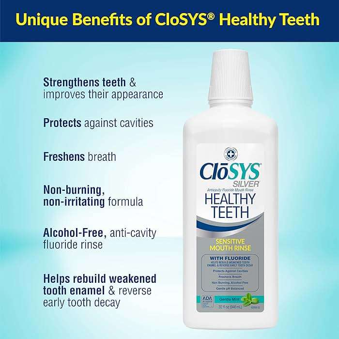 CloSYS Silver Healthy Teeth Anti-Cavity Oral Rinse, 32 Fl Oz, Fluoride Mouthwash For Adults, Non-Burning, Non-Irritating - Image 4