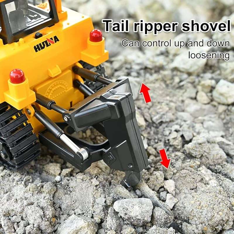 Bulldozer, 11 Channel Full Functional Dozer Vehicle, 360° Rotating RC Dozer with Metal Parts & Rubber Tracks, Remote Control Bulldozers with Lights & Sound, RC Construction Vehicles for Adults - Image 4