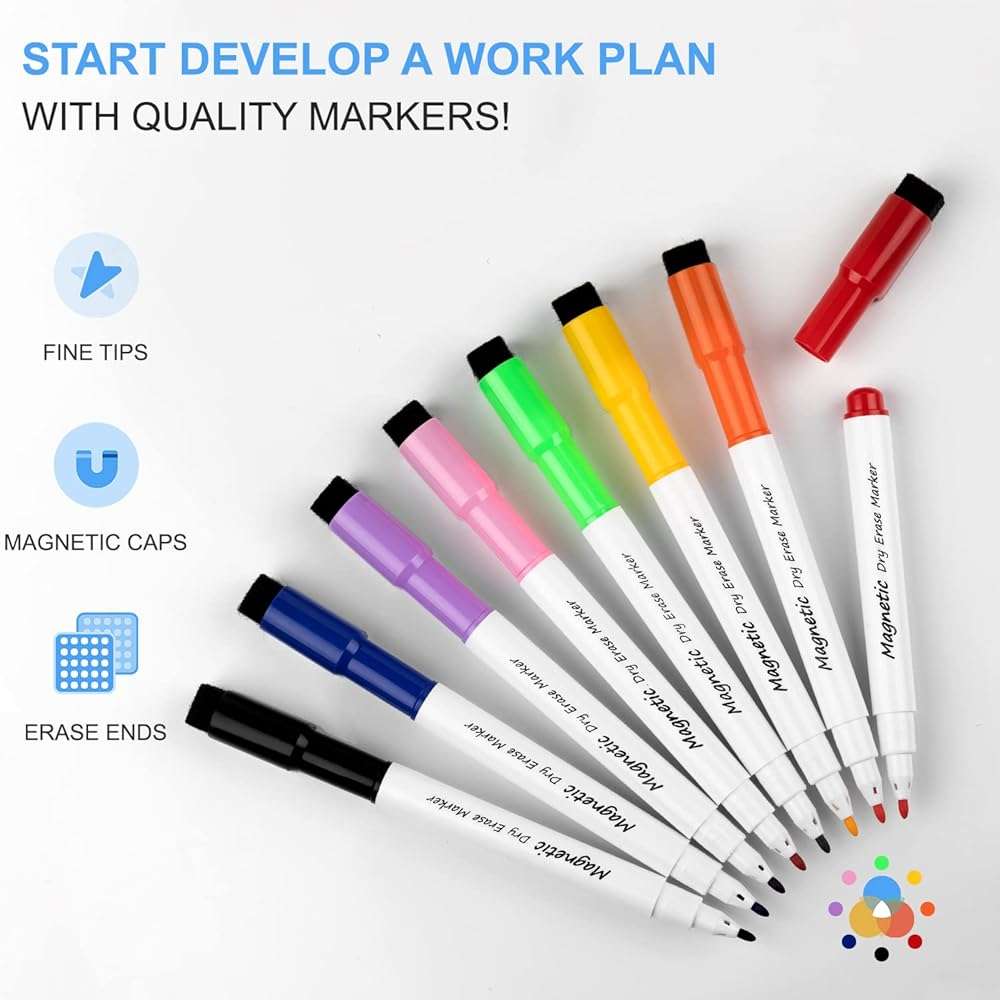 Dry Erase White Board, Cazeyoo Magnetic Desktop Whiteboard 16 x 12inch with Stand, 10 Markers, 4 Magnets and 1 Eraser, Portable Double-Sided White Board for Kids Drawing, Office, Home, School - Image 5