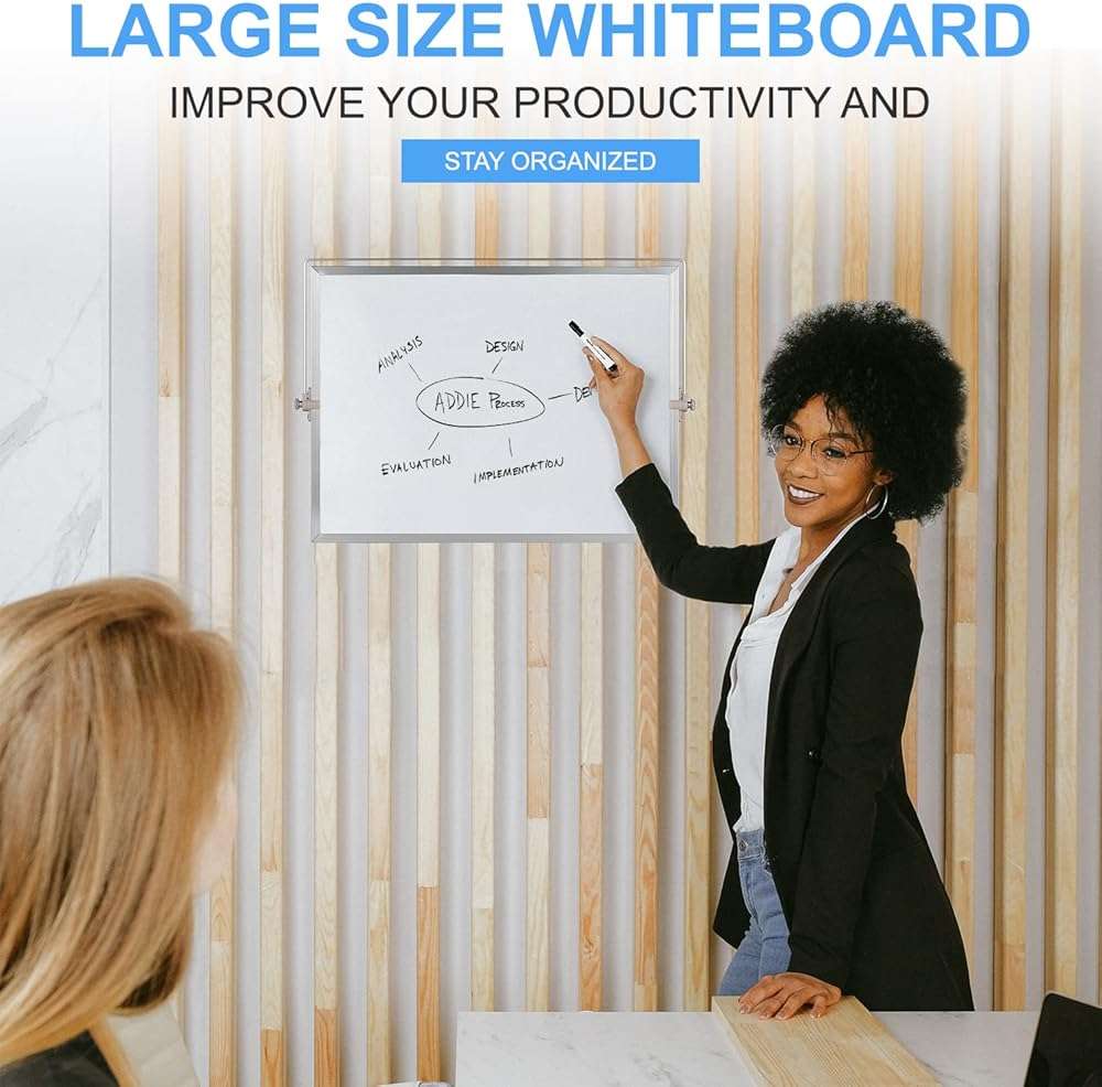 Dry Erase White Board, Cazeyoo Magnetic Desktop Whiteboard 16 x 12inch with Stand, 10 Markers, 4 Magnets and 1 Eraser, Portable Double-Sided White Board for Kids Drawing, Office, Home, School - Image 6
