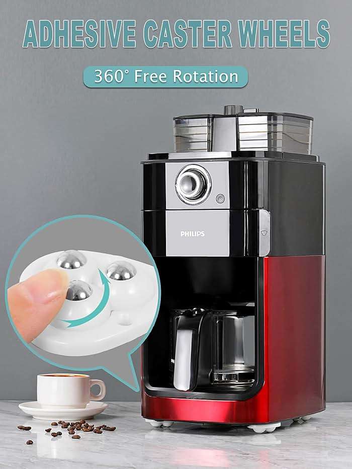 12 PCS Small Appliance Wheels Casters for Kitchen Appliances on The Countertop,Self Adhesive Mini Rollers/Sliders for Coffee Maker,Stand Mixers Blender, Air Fryers(Black) - Image 2