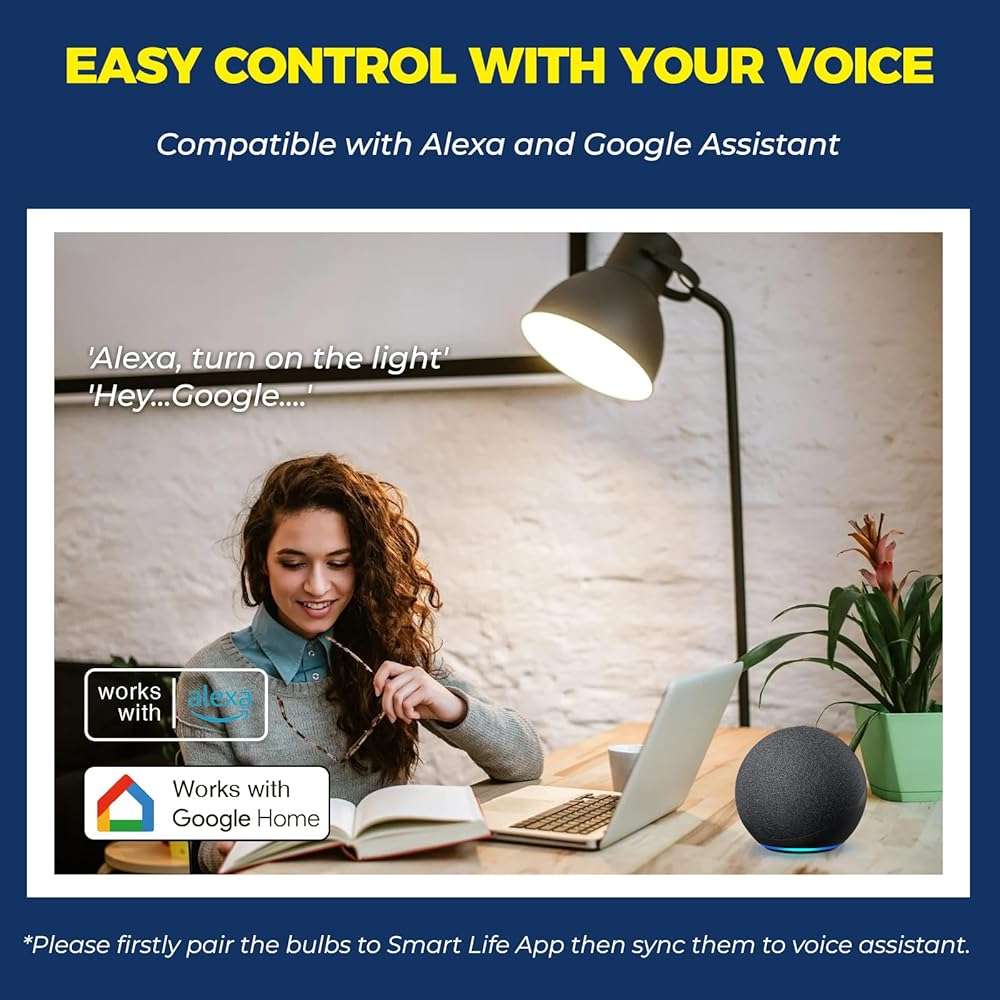 Lightinginside Smart Light Bulbs 100W Equiv., 1350LM 11W Smart Bulb Works with Alexa/Google Home/SmartLife, A19 E26 RGBCW Color Changing Bulbs, No Hub Required, 2.4G WiFi & BLE Bulb, ETL Listed, 4PCS - Image 5