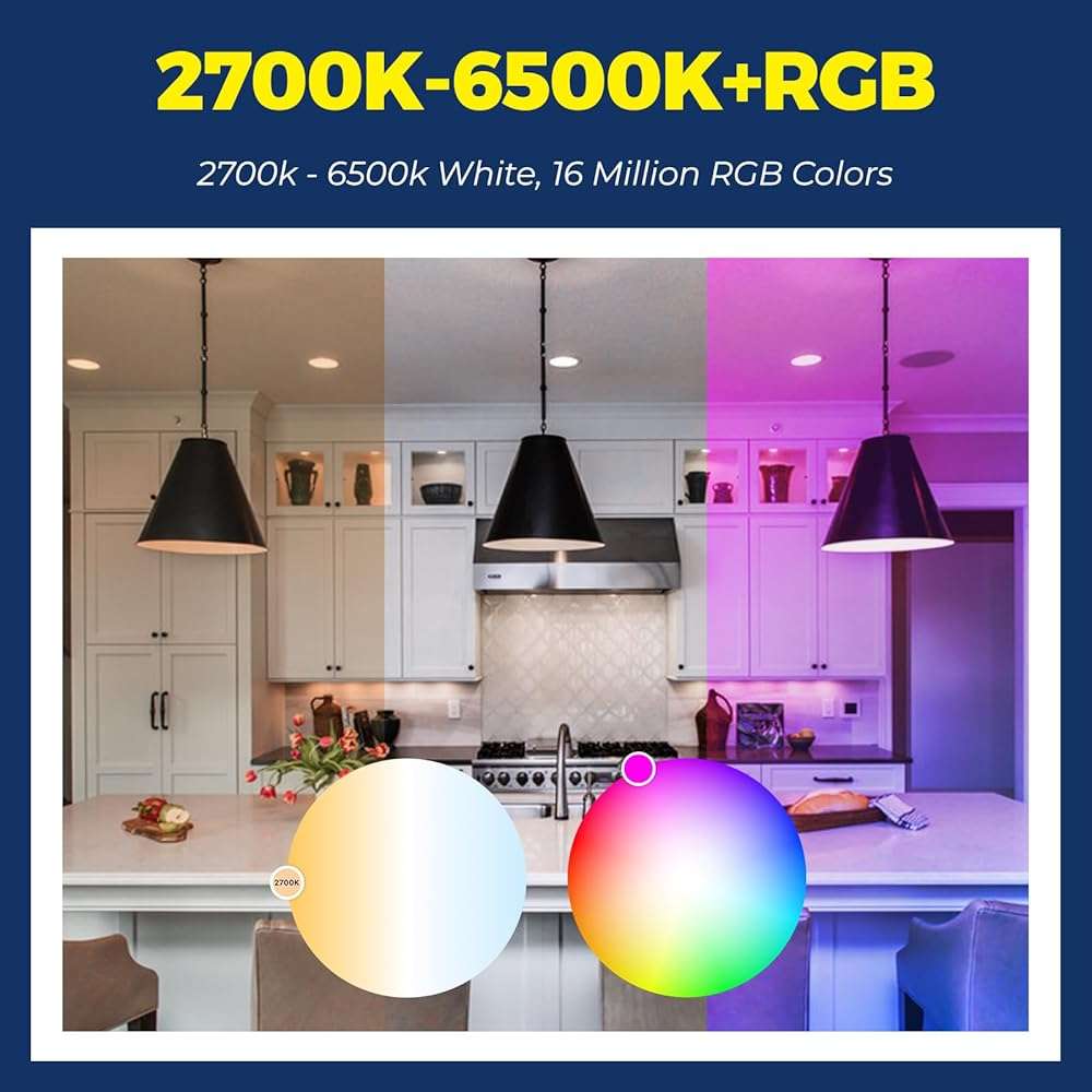Lightinginside Smart Light Bulbs 100W Equiv., 1350LM 11W Smart Bulb Works with Alexa/Google Home/SmartLife, A19 E26 RGBCW Color Changing Bulbs, No Hub Required, 2.4G WiFi & BLE Bulb, ETL Listed, 4PCS - Image 6