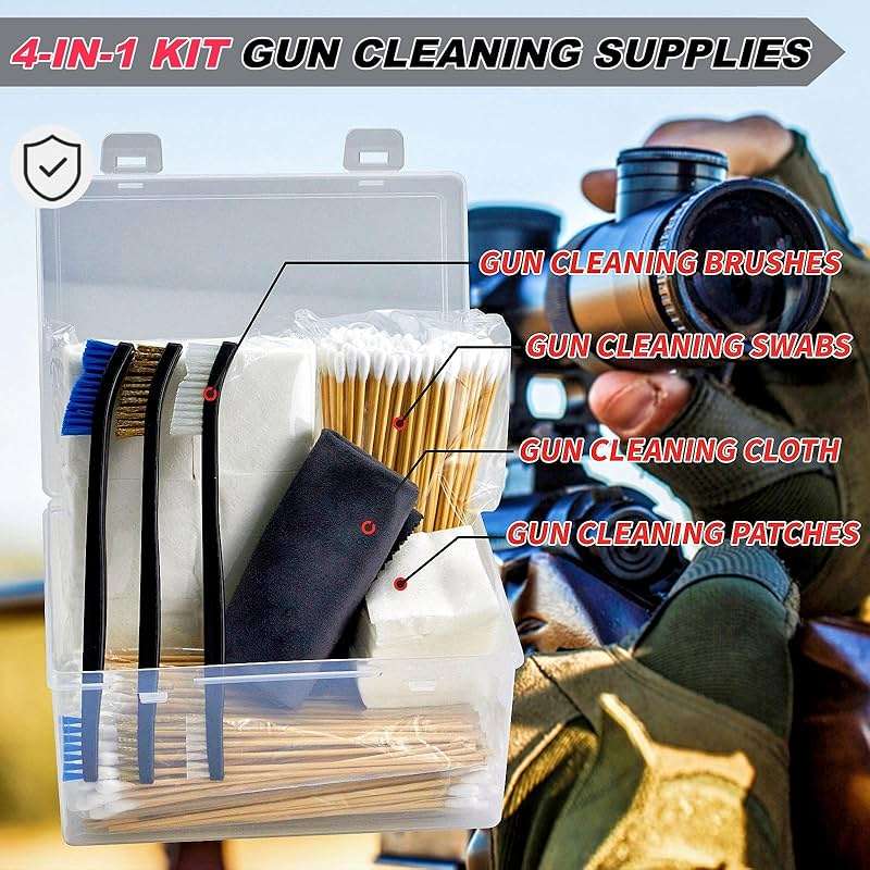 Gun Cleaning Kit in Big Box, 4-in-1 Cleaning Supplies Includes Brushes, Patches, Swabs, Cloth - Lint Free, Highly Absorbent Supplies for All Guns Maintaining, Fit Most Caliber - Image 6
