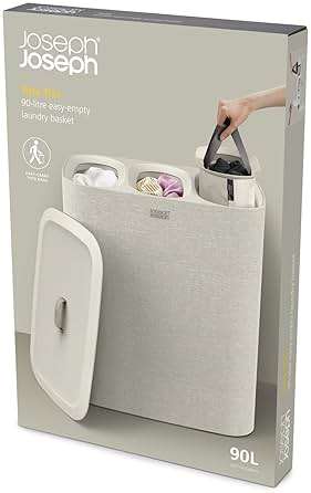 Joseph Joseph Tota Trio 90 liter/23.8 gallon Laundry Hamper Separation Basket with lid, 3 Removable Washing Bags with Handles- Ecru - Image 5