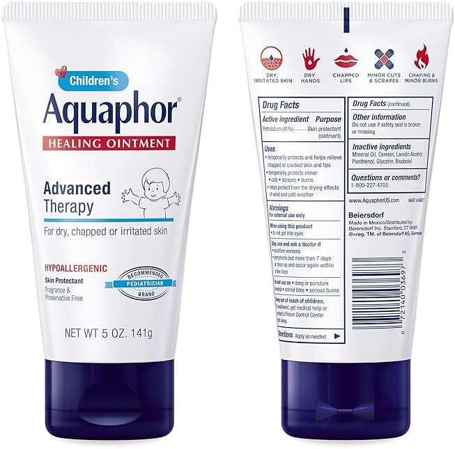 Aquaphor Children's Advanced Therapy Healing Ointment, 41% Petrolatum Skin Protectant, Minor Wound Care, Chapped or Cracked Skin and Lips, 5 Oz Tube - Image 10
