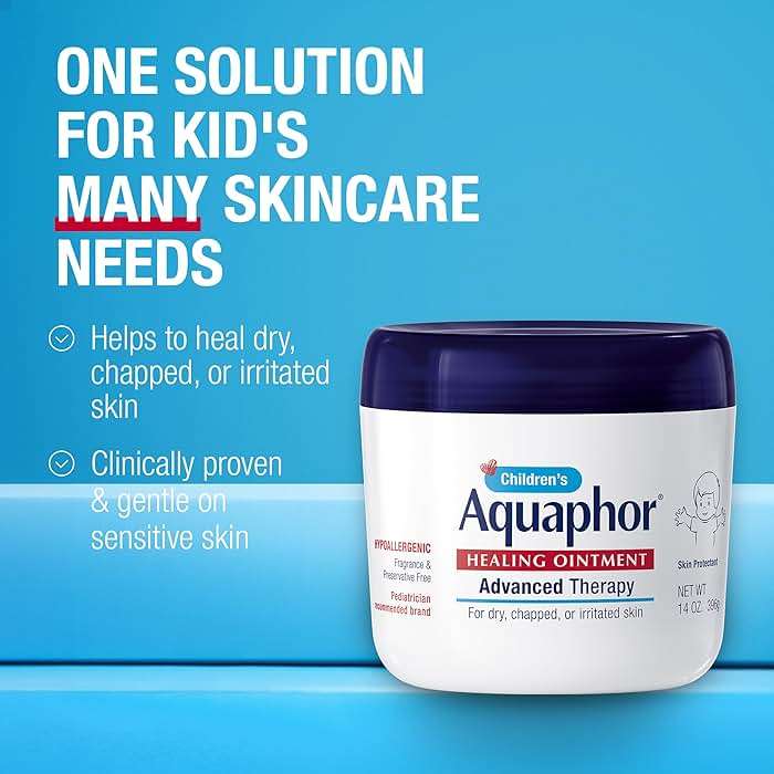 Aquaphor Children's Advanced Therapy Healing Ointment, 41% Petrolatum Skin Protectant Ointment for Minor Wound Care, Chapped or Cracked Skin and Lips, 14 Oz Jar - Image 2