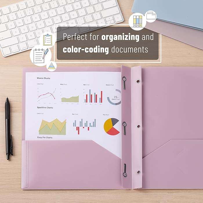 Mr. Pen- Plastic Folders with Pockets and Prong, 5 Pack, Muted Pastel Colors, Pocket Folders with Prongs and Fasteners, 2 Pocket - Image 2
